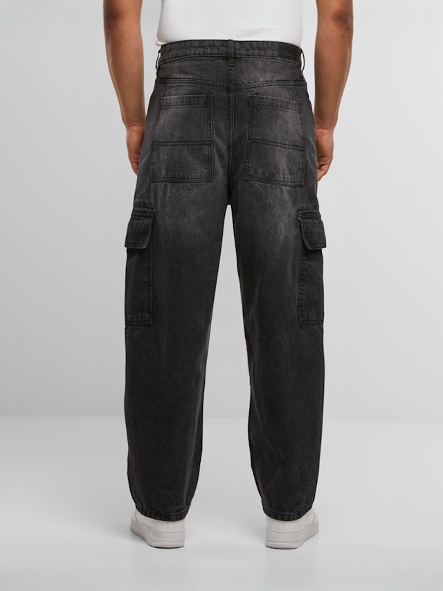 Urban Classics, Tapered Heavy Ounce Baggy Cargo Jeans, zwart, Afbeelding 3 van 5