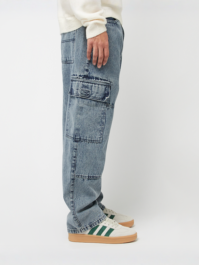 Urban Classics, Tapered Heavy Ounce Baggy Cargo Jeans, blauw, Afbeelding 4 van 7