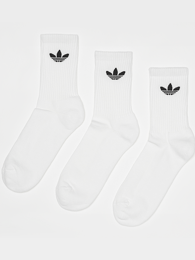 adidas Originals, adicolor Trefoil Crew Socks (3 Pack), wit, Afbeelding 1 van 2
