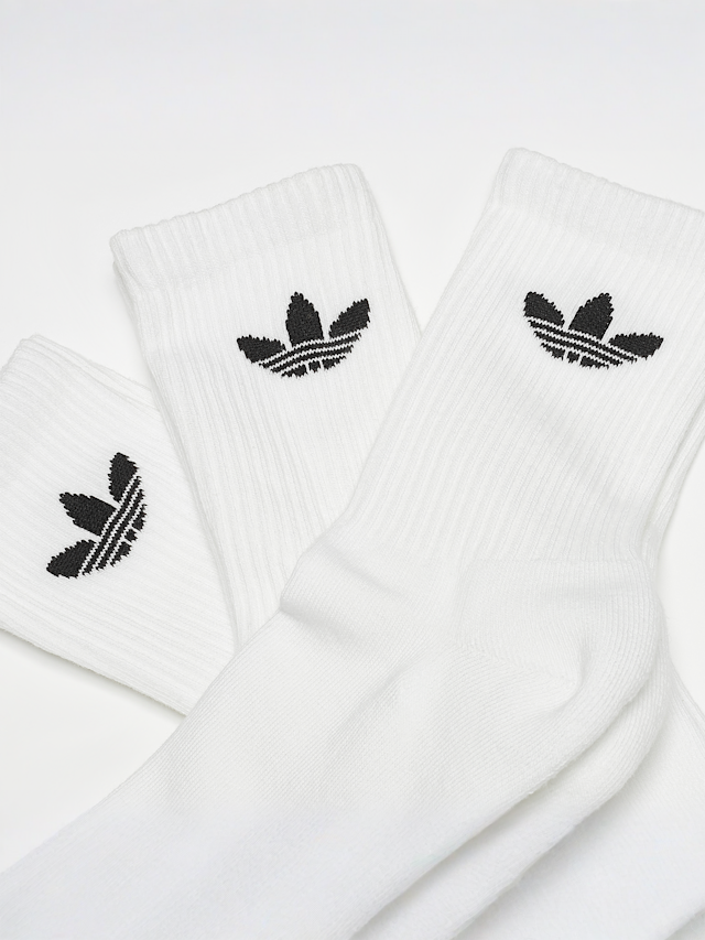 adidas Originals, 3 PACK - adicolor Trefoil Crew Socks, white, Image 2 of 2