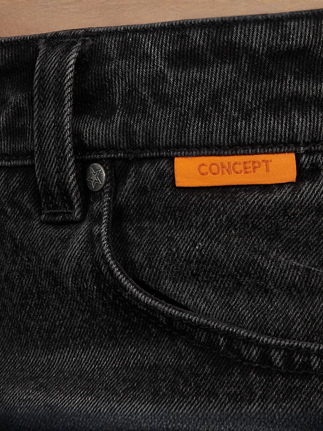 SNIPES, S Cube Inside Out Baggy Denim Shorts, black, Image 4 of 7