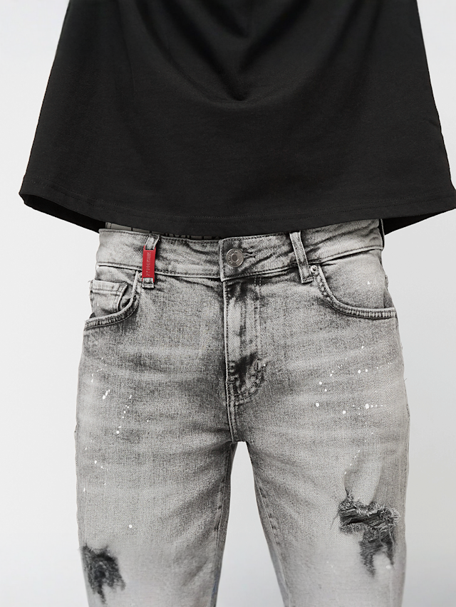 2Y STUDIOS, Victor Ripped Slim Fit Shorts, grey, Image 3 of 5