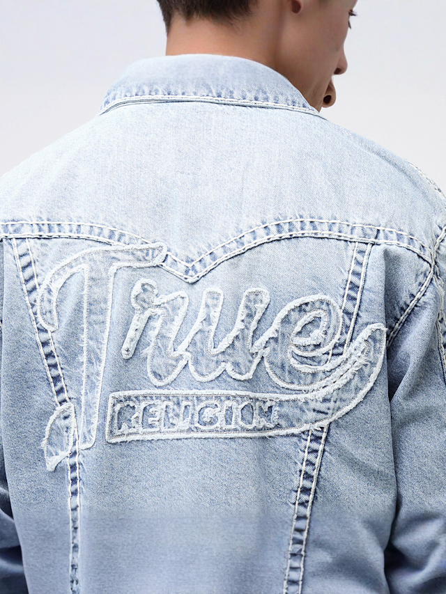 True Religion, Super T Oversized Denim Jacket, blue, Image 4 of 6