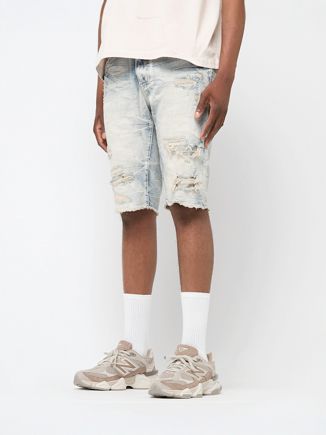 Smoke Rise, Rip & Repair Denim Shorts, blue, Image 1 of 5