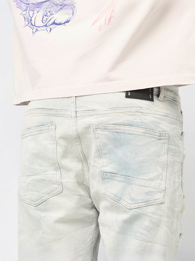 Smoke Rise, Distressed Rip & Repair Denim Shorts, blue, Image 4 of 5