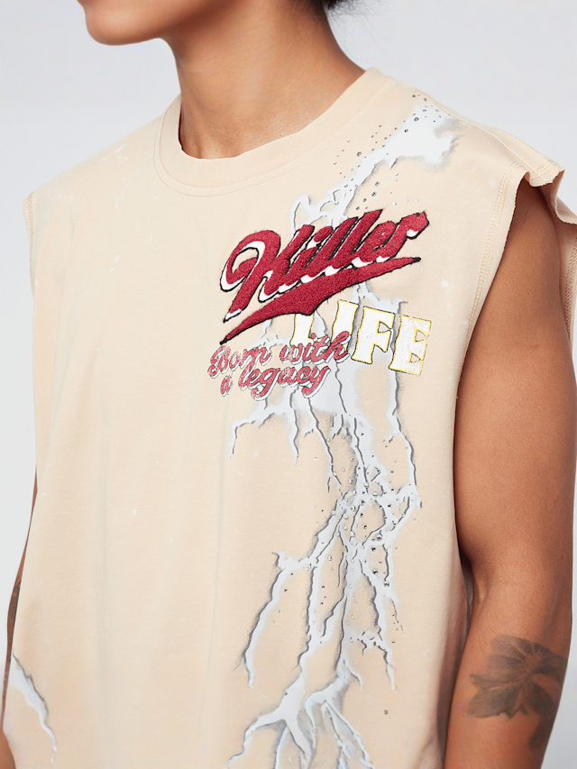 Smoke Rise, Rhinestone Killer Life T-Shirt, beige, Image 3 of 6