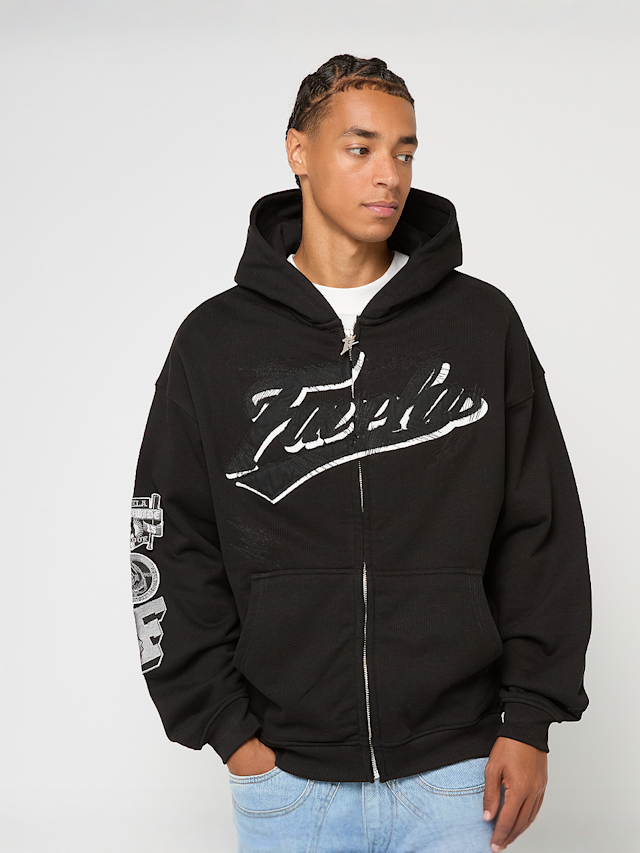 FAVELA, Off Set Frontzip Hoodie, zwart, Afbeelding 1 van 5