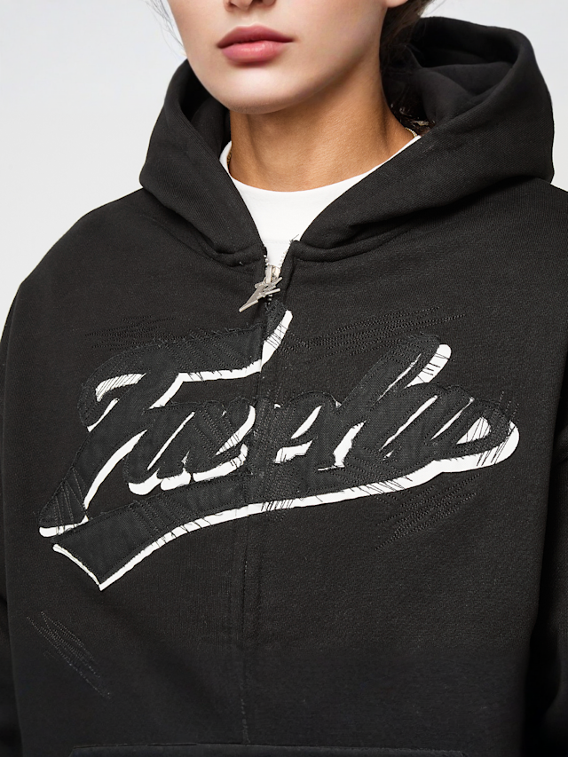 FAVELA, Off Set Frontzip Hoodie, zwart, Afbeelding 3 van 5