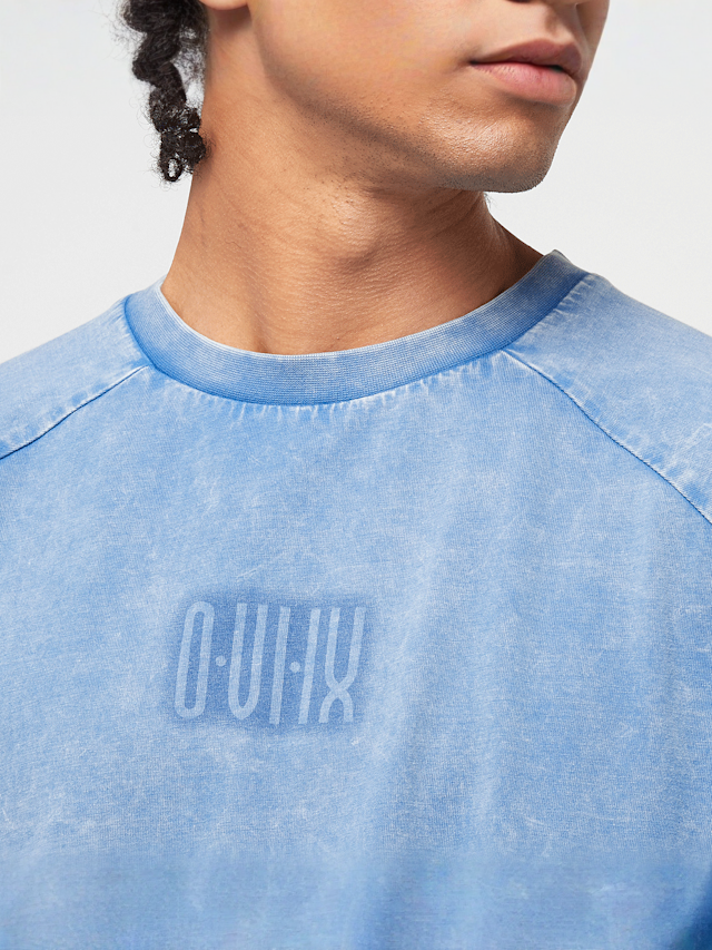 zəяo si:x nœf, Alternate Logo Ornament Oversized Raglan Tee, blue, Image 3 of 5