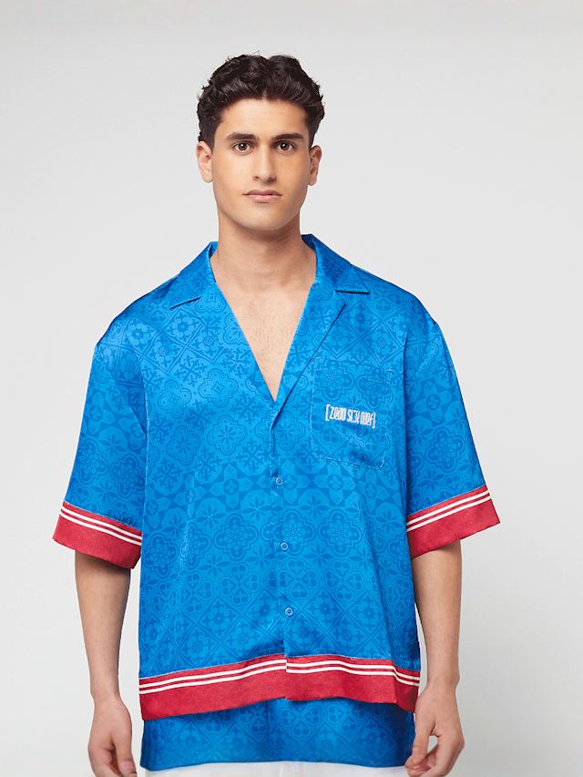 zəяo si:x nœf, Primary Logo Ornament Resort Shirt, blue, Image 2 of 5
