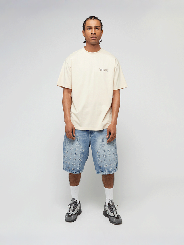 zəяo si:x nœf, Primary Logo Embossed Denim Shorts, blue, Image 5 of 5