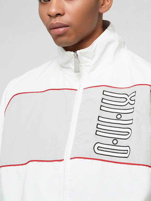 zəяo si:x nœf, Alternate Logo Oversized Color Block Track Jacket, white, Image 3 of 5