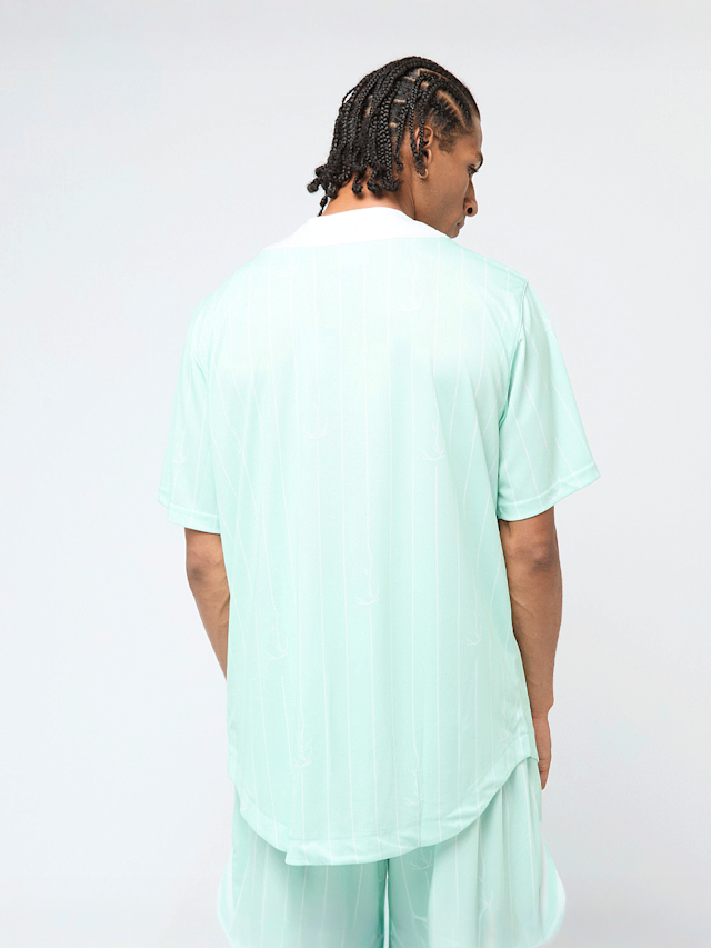 Karl Kani, Varsity Logo Pinstripe Baseball Shirt, turkoois, Afbeelding 2 van 4