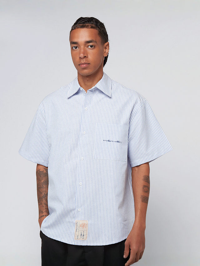 Another Cotton Lab, Oversized Short Sleeve Shirt, blue, Image 2 of 6