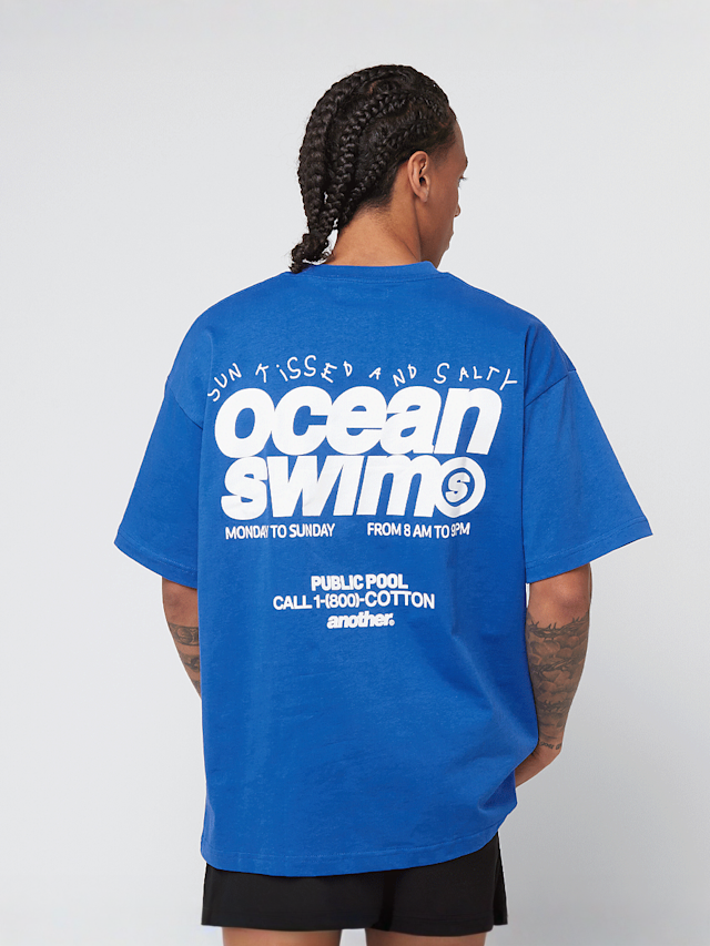 Another Cotton Lab, Ocean Swim Oversized T-Shirt, blue, Image 1 of 5