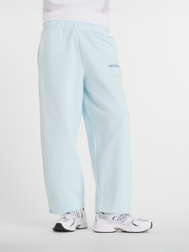 New Balance, Reimagined Fleece Barrel Leg Pants, blue, Image 1 of 5