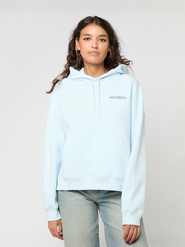 New Balance, Reimagined Fleece Oversized Hoodie, blauw, Afbeelding 2 van 5