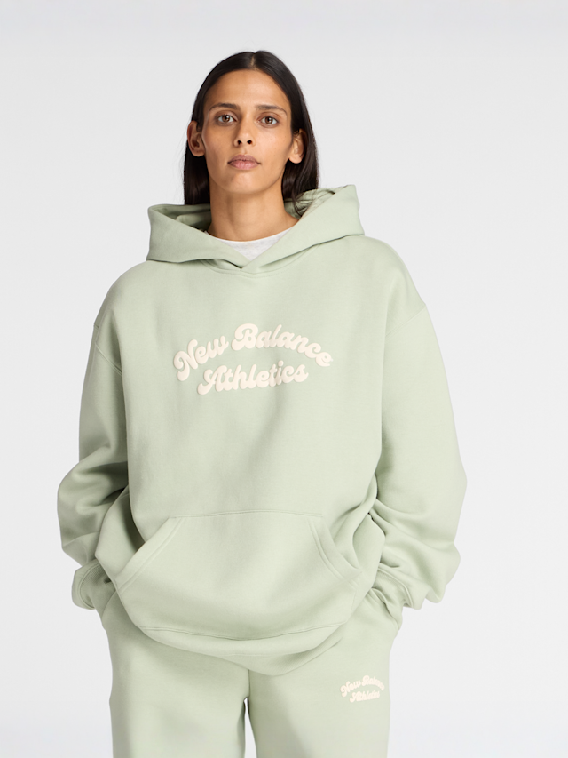 New Balance, Linear Heritage Fleece Long Hoodie, green, Image 1 of 5