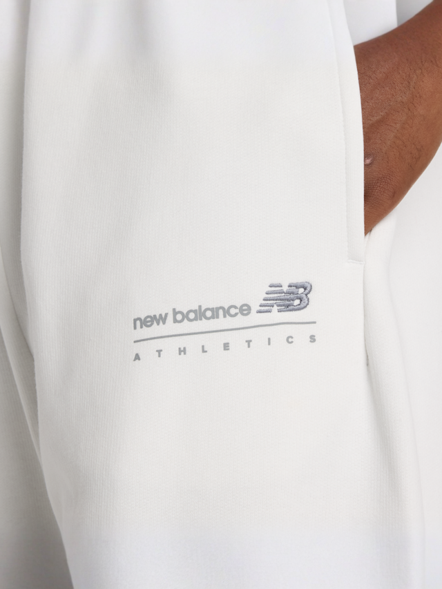 New Balance, Linear Graphic Fleece Pants, white, Image 2 of 4