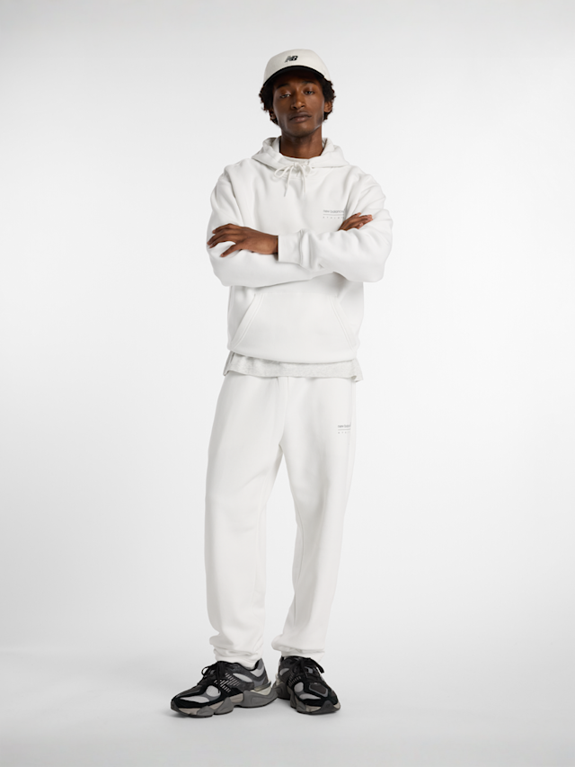 New Balance, Linear Graphic Fleece Pants, white, Image 4 of 4