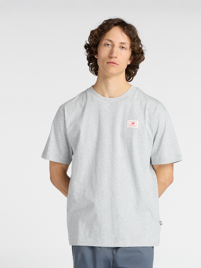 New Balance, Woven Label T-Shirt, grijs, Afbeelding 1 van 6