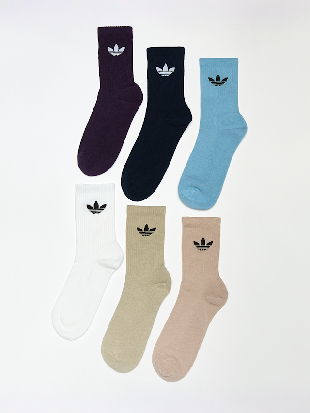 adidas Originals, 6 PACK - Trefoil Cushion Crew Socks, multi-colour, Image 1 of 2