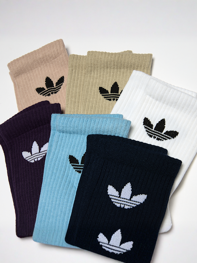 adidas Originals, 6 PACK - Trefoil Cushion Crew Socks, multi-colour, Image 2 of 2