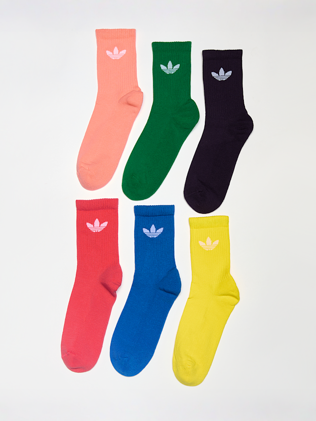 adidas Originals, 6 PACK - Trefoil Cushion Crew Socks, multi-colour, Image 1 of 2