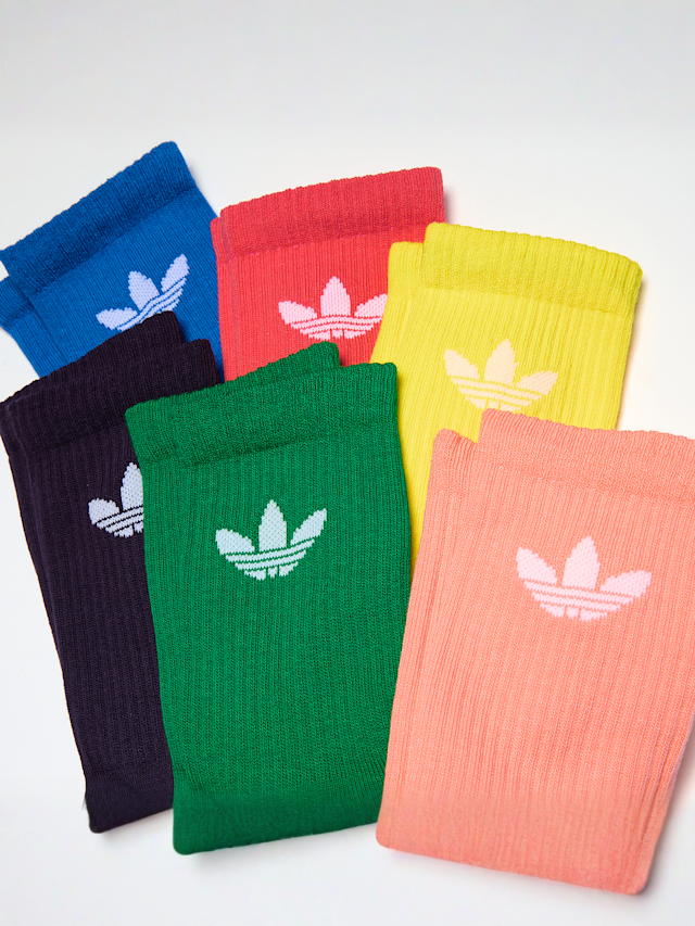 adidas Originals, 6 PACK - Trefoil Cushion Crew Socks, multi-colour, Image 2 of 2