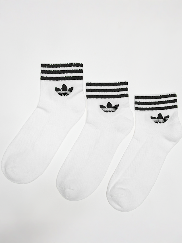 adidas Originals, 3 PACK - adicolor Trefoil 3-Stripes Ankle Socks, white, Image 1 of 2