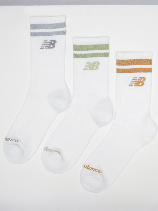 New Balance, 3 PACK - Everyday Stripe Midcalf, white, Image 1 of 2