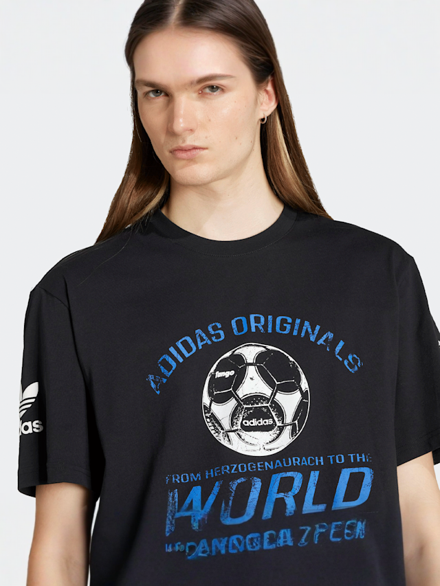 adidas Originals, 90s Football Tee, black, Image 3 of 5