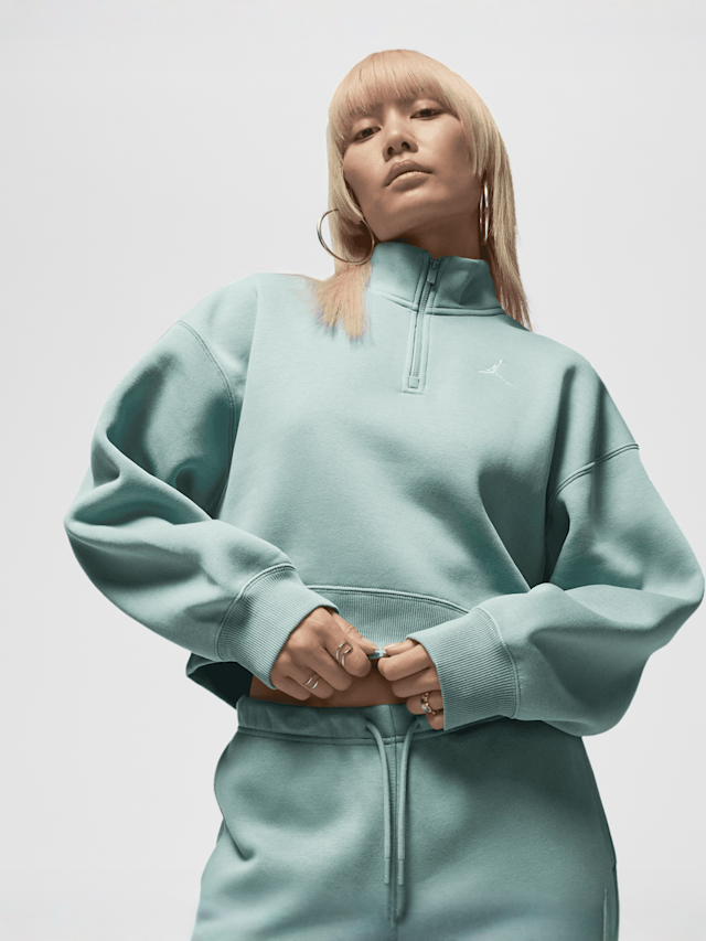 Jordan, Brooklyn Fleece Quarter-Zip Top, turquoise, Image 1 of 5