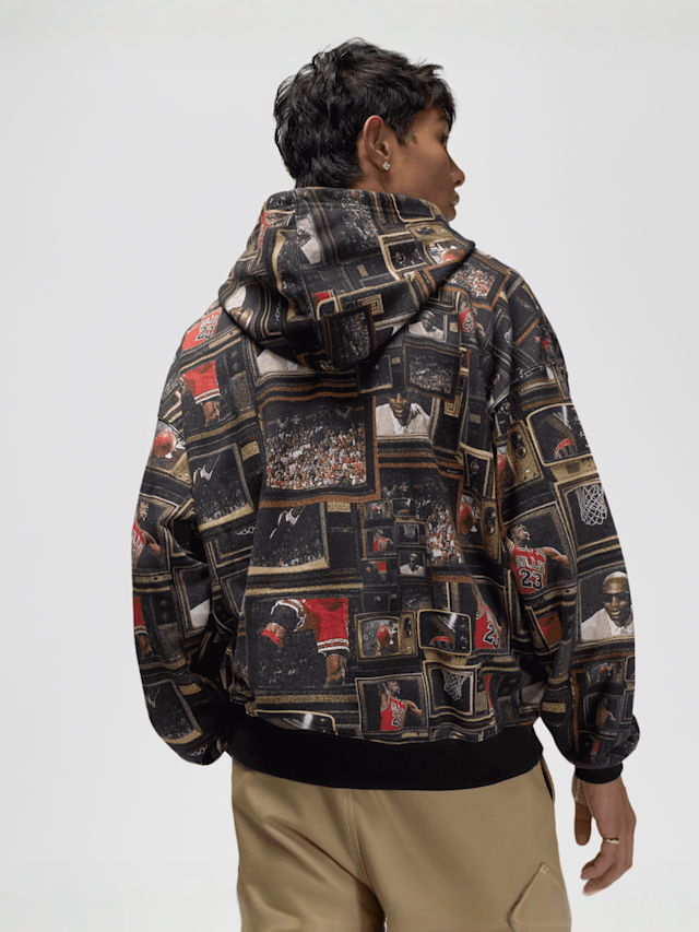Jordan, All Over Print Fleece Hoodie, black, Image 2 of 7