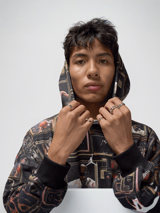 Jordan, All Over Print Fleece Hoodie, black, Image 3 of 7