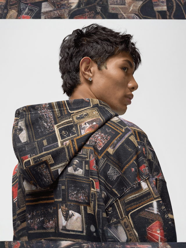 Jordan, All Over Print Fleece Hoodie, black, Image 6 of 7