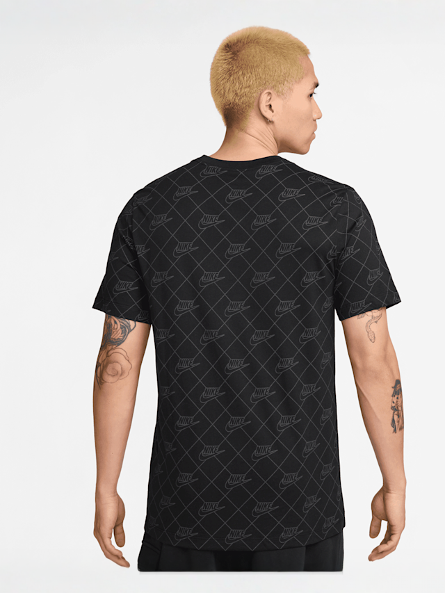 Nike, Sportswear All Over Print Shortsleeve Club Tee, black, Image 2 of 3