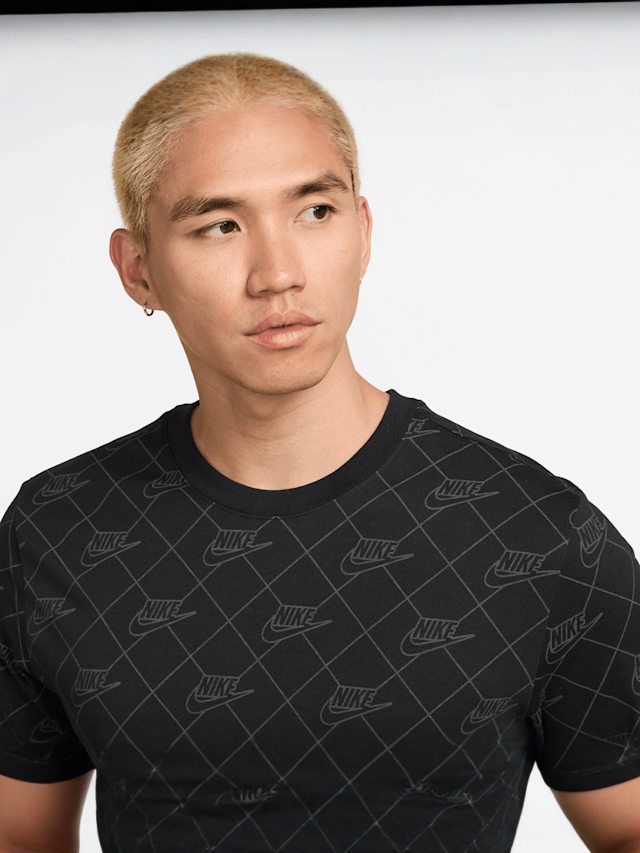 Nike, Sportswear All Over Print Shortsleeve Club Tee, black, Image 3 of 3
