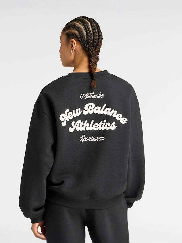 New Balance, Linear Heritage Fleece Crew, black, Image 1 of 5