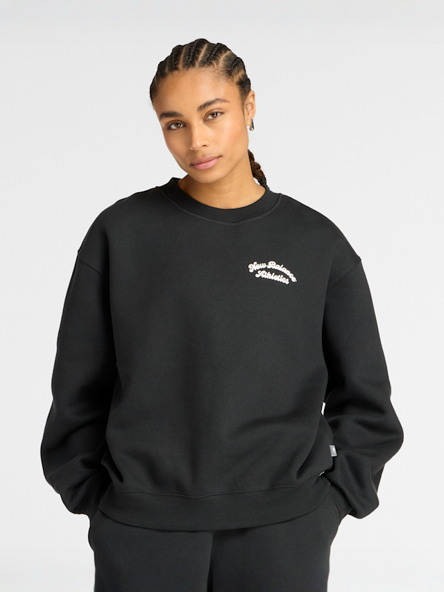 New Balance, Linear Heritage Fleece Crew, black, Image 2 of 5