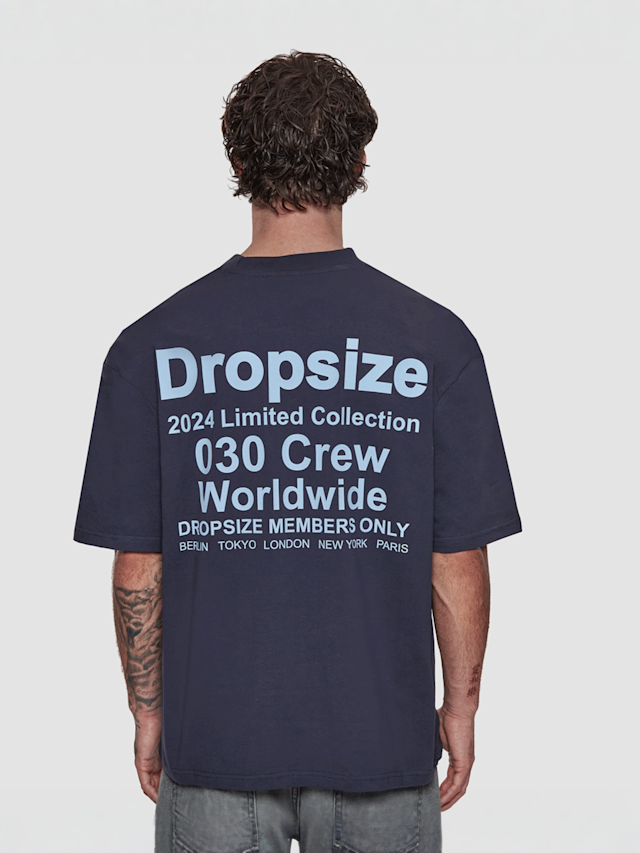 DropSize, Heavy Oversized World Wide T-Shirt, blue, Image 1 of 4