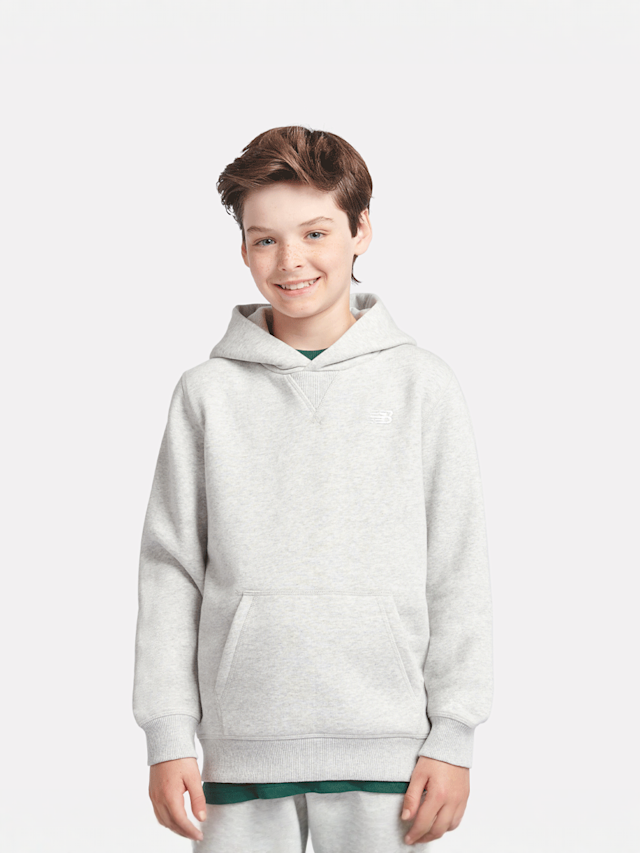 New Balance, Boys French Terry Small Logo Hoodie, grey, Image 1 of 5