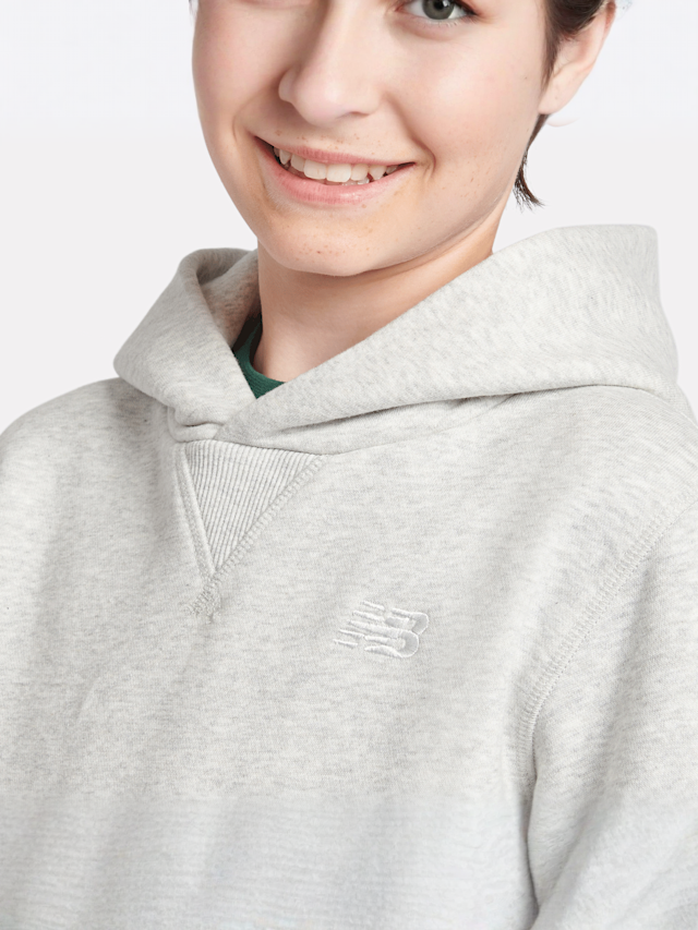 New Balance, Boys French Terry Small Logo Hoodie, grey, Image 4 of 5