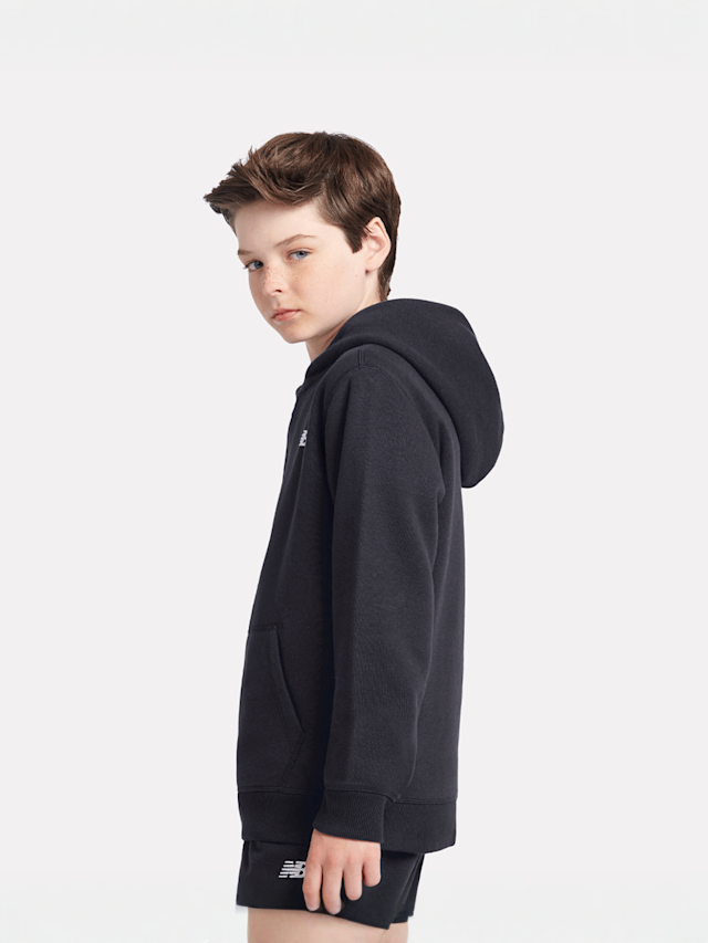 New Balance, Boys French Terry Small Logo Hoodie, black, Image 2 of 5