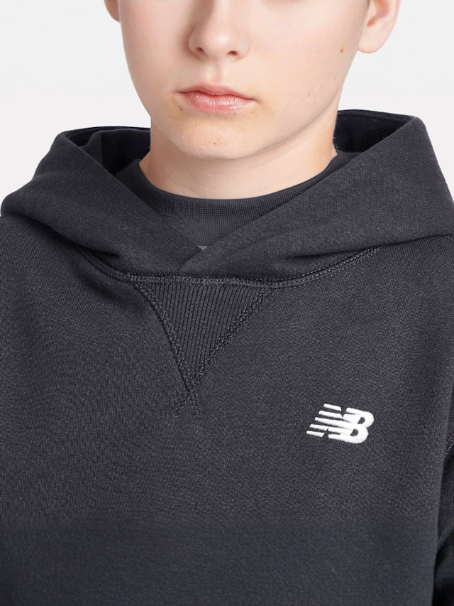 New Balance, Boys French Terry Small Logo Hoodie, black, Image 4 of 5