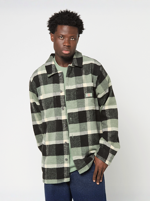 Dickies, PLAID COALING LS SHIRT sea spray, green, Image 1 of 4