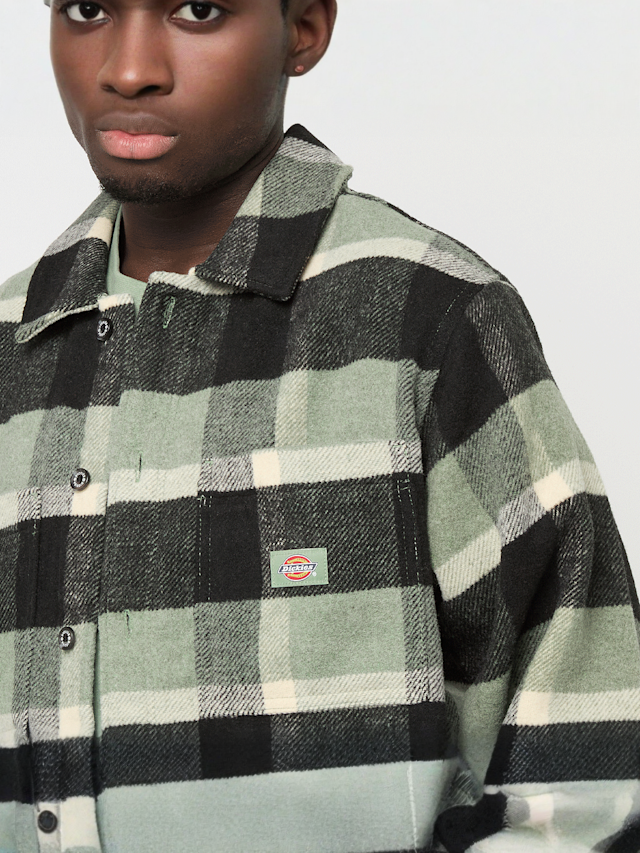 Dickies, PLAID COALING LS SHIRT sea spray, green, Image 3 of 4