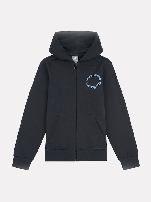 New Balance, Circular Logo Full Zip Hoodie, black, Image 1 of 4
