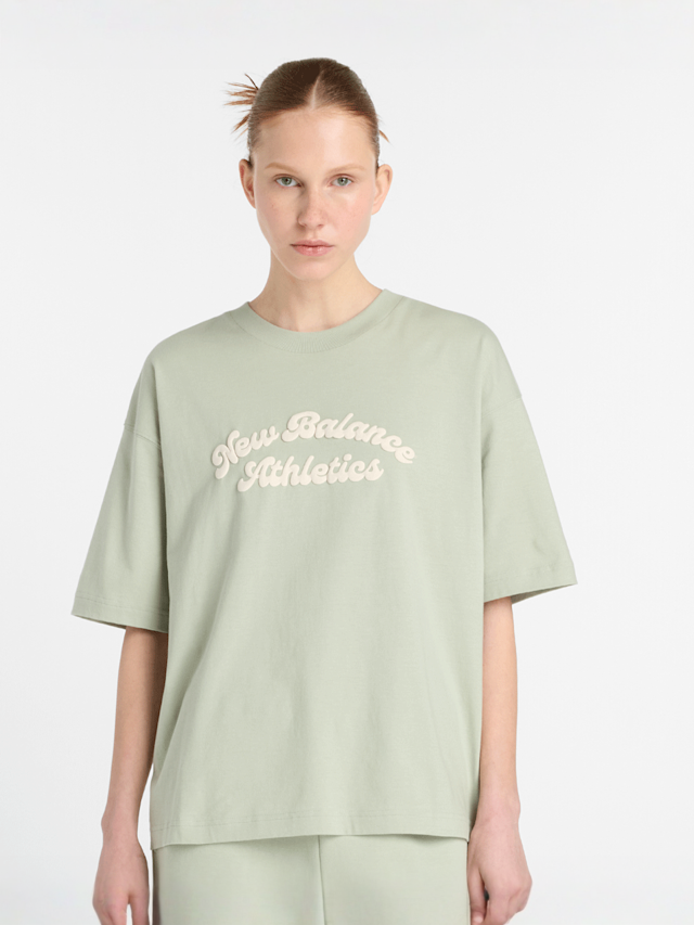 New Balance, Linear Heritage Oversized T-Shirt, green, Image 1 of 4