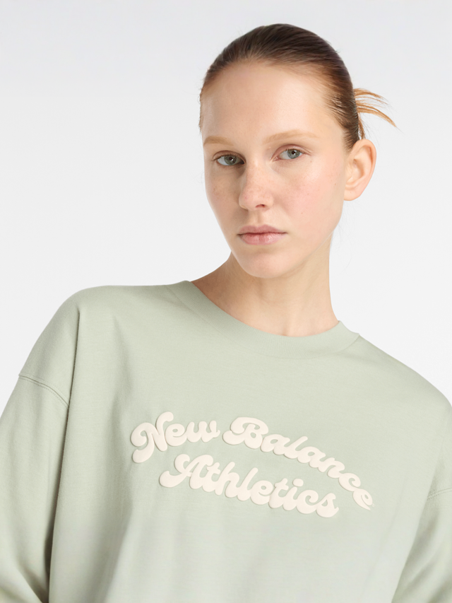 New Balance, Linear Heritage Oversized T-Shirt, green, Image 4 of 4